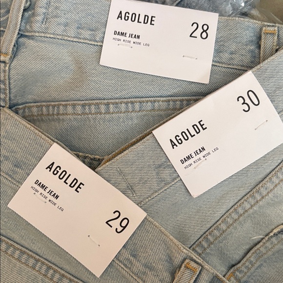 NEW $278 Agolde Dame Jeans in Revive Light Blue Wide Leg Cuffed - Picture 4 of 4